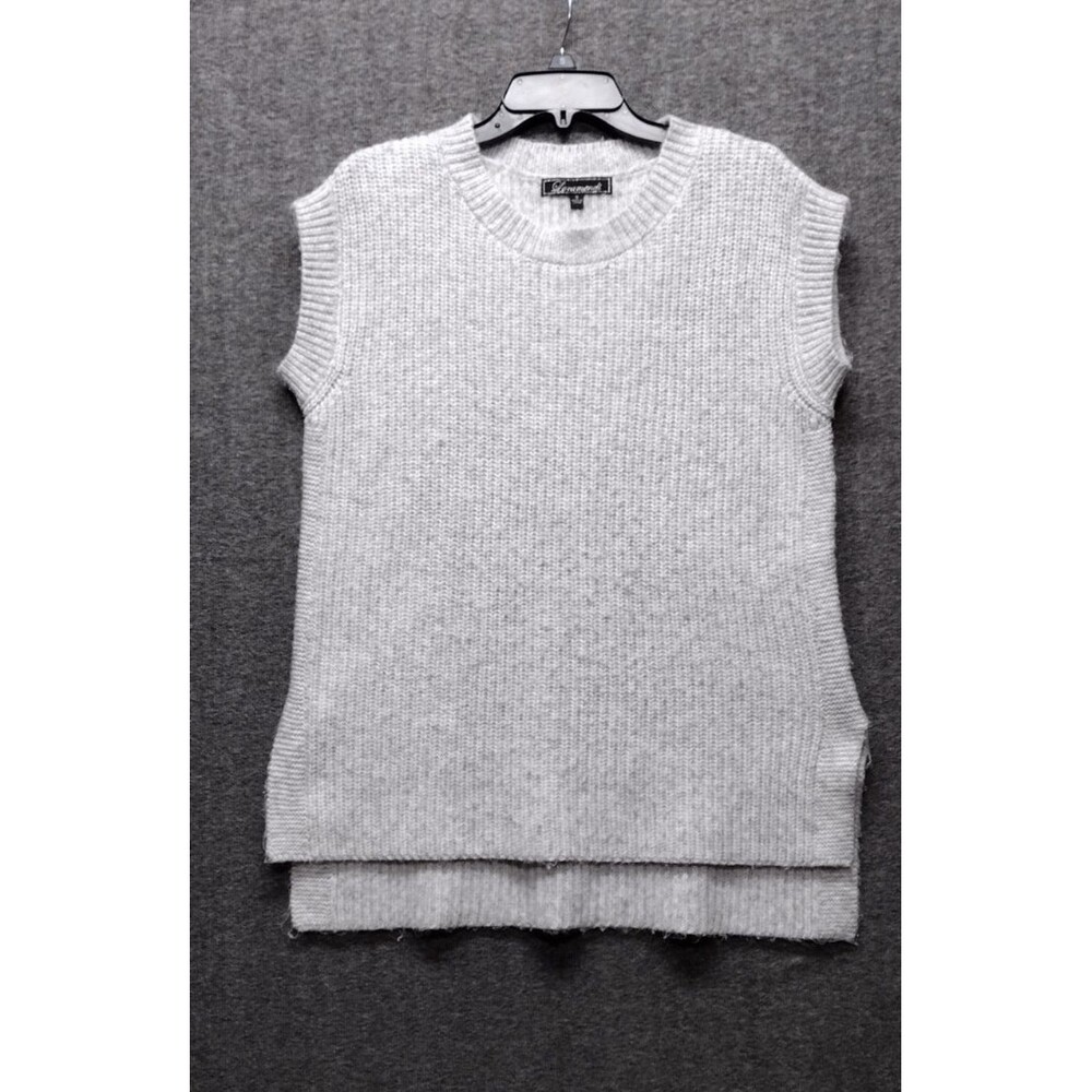Loramendi Womens Small Knit Sleeveless Sweater Gray Pullover Ribbed Stretch